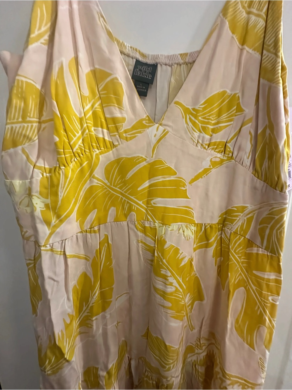 wild fable Yellow Leaf-Print on pale pink midi / Maxi Dress NWT - Picture 4 of 4